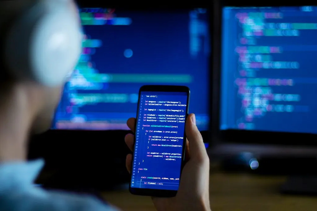 Mobile application screens on a smartphone